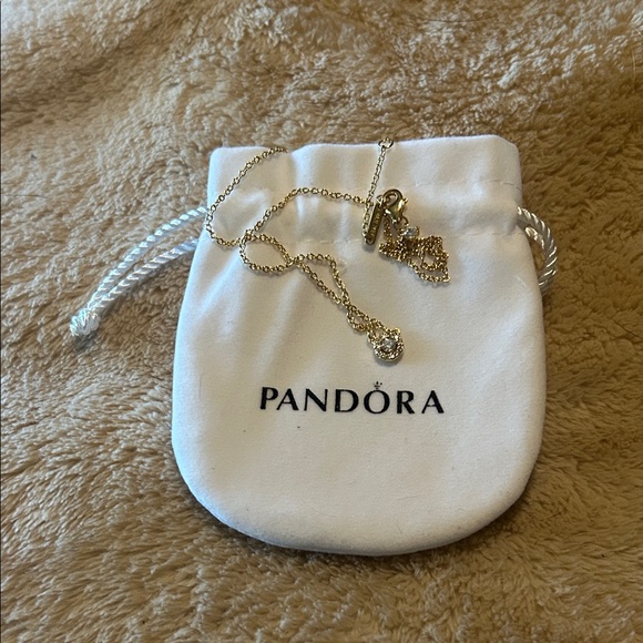 Pandora Gold Necklace with Sparkling Pendant - Picture 1 of 4